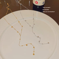 Wholesale IG Style Tassel Titanium Steel 18K Gold Plated Pendant Necklace - coojewelry