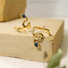 Wholesale IG Style Vacation Snake Titanium Steel Plating Inlay Zircon 18K Gold Plated Open Rings - coojewelry