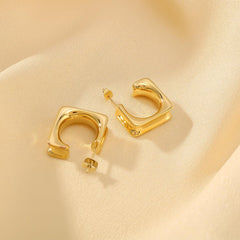 Wholesale IG Style Vintage Simple Three-dimensional 316 Stainless Steel 18K Gold Plated Ear Studs Pair - coojewelry
