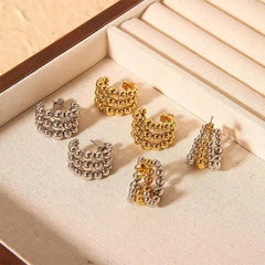 Wholesale Ins Style Simple C Shape Ear Studs Stainless Steel Gold Plated - coojewelry