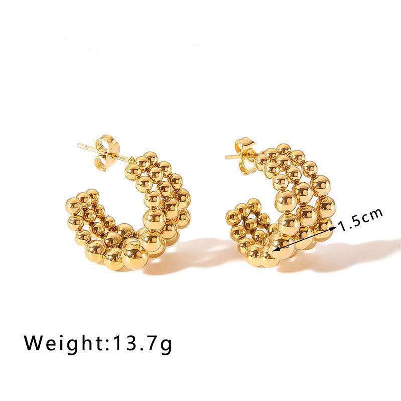 Wholesale Ins Style Simple C Shape Ear Studs Stainless Steel Gold Plated - coojewelry