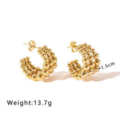 Wholesale Ins Style Simple C Shape Ear Studs Stainless Steel Gold Plated - coojewelry