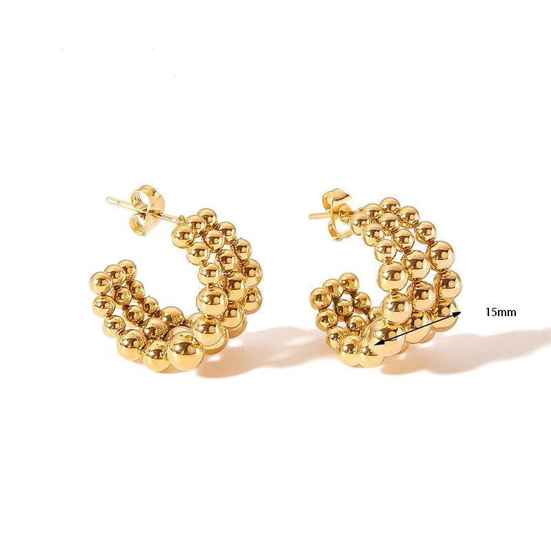 Wholesale Ins Style Simple C Shape Ear Studs Stainless Steel Gold Plated - coojewelry