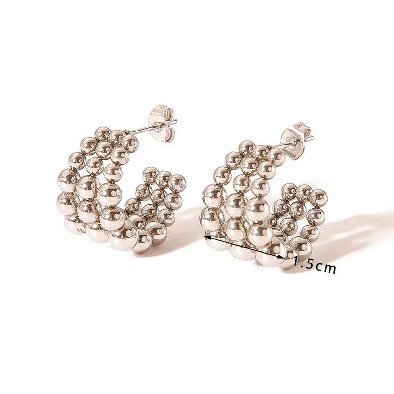 Wholesale Ins Style Simple C Shape Ear Studs Stainless Steel Gold Plated - coojewelry