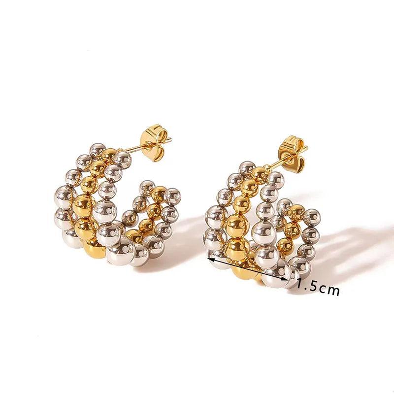 Wholesale Ins Style Simple C Shape Ear Studs Stainless Steel Gold Plated - coojewelry