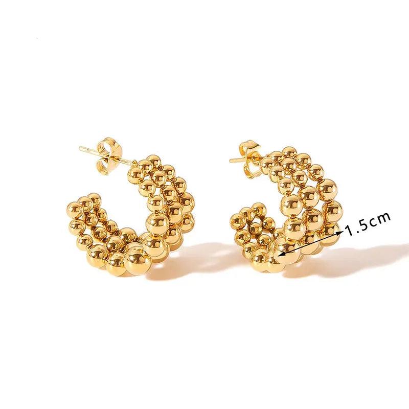 Wholesale Ins Style Simple C Shape Ear Studs Stainless Steel Gold Plated - coojewelry