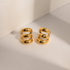 Wholesale Ins Style Solid Color Ear Cuffs Stainless Steel 18K Gold Plated - coojewelry