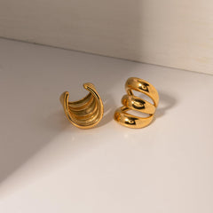 Wholesale Ins Style Solid Color Ear Cuffs Stainless Steel 18K Gold Plated - coojewelry