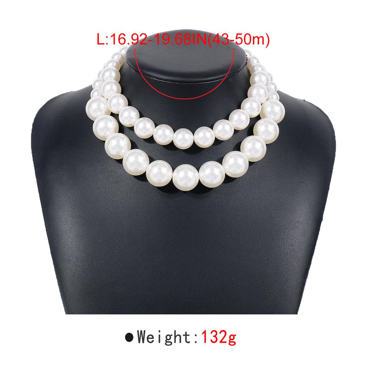 Wholesale Jewelry Elegant Modern Style Simple Style Solid Color Imitation Pearl Iron Double Layer Necklaces Necklace Choker - coojewelry