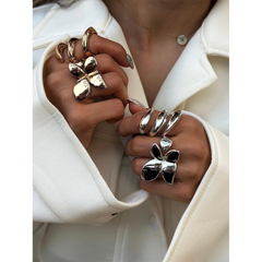 Wholesale Jewelry IG Style Spring Solid Color Lines Stainless Steel 18K Gold Plated Rings - coojewelry