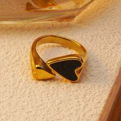 Wholesale Jewelry Modern Classic Heart Shape Stainless Steel Acrylic Shell Gold Plated Open Rings - coojewelry
