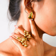 Wholesale Jewelry Modern Commute Irregular Stainless Steel 14K Gold Plated Rings - coojewelry
