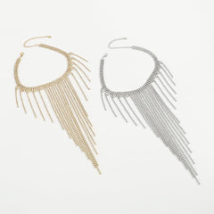 Wholesale Jewelry Modern Style Simple Style Tassel Iron Rhinestones Inlay Pendant Necklace - coojewelry