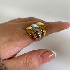 Wholesale Jewelry Nordic Exaggerated Color Block Stainless Steel 18K Gold Plated Irregular Rings - coojewelry