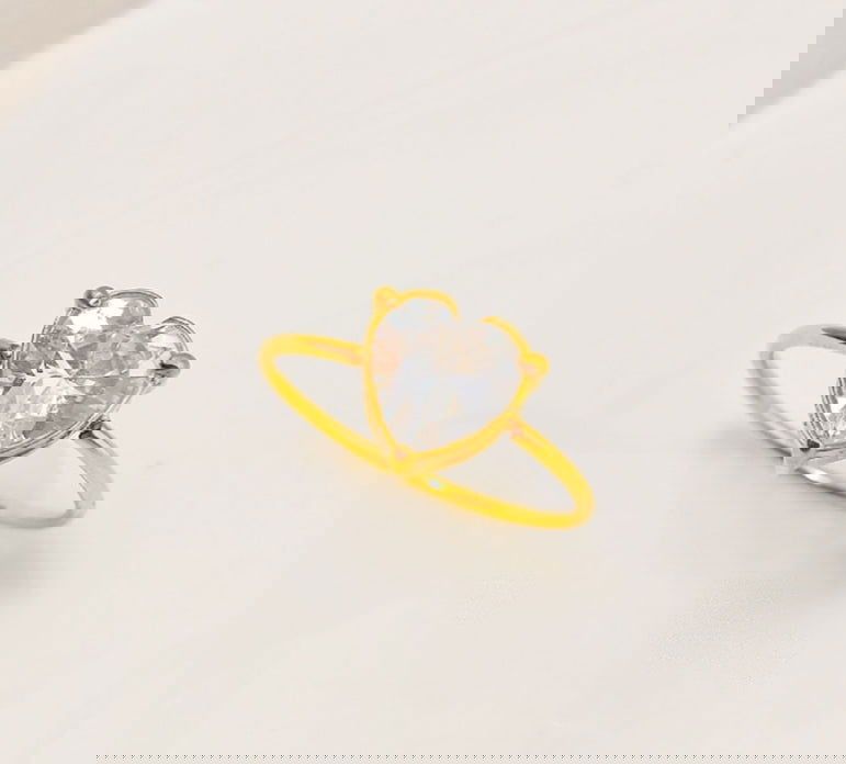 Wholesale Jewelry Simple Classic Style Commute Heart Shape 304 Stainless Steel Titanium Steel Zircon 18K Gold Plated Inlay Rings - coojewelry