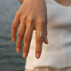 Wholesale Jewelry Simple Style Color Block 304 Stainless Steel Plating Inlay Open Rings - coojewelry