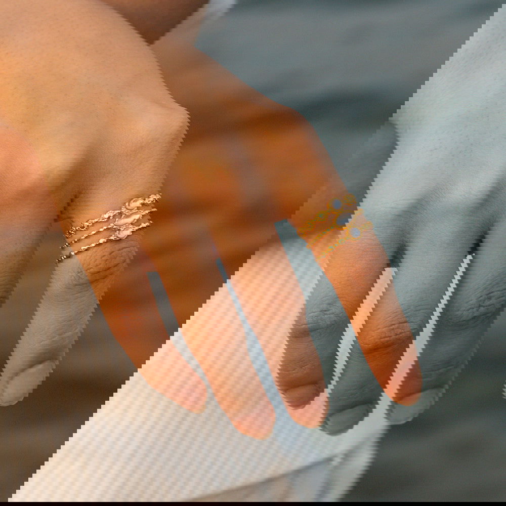 Wholesale Jewelry Simple Style Color Block 304 Stainless Steel Plating Inlay Open Rings - coojewelry