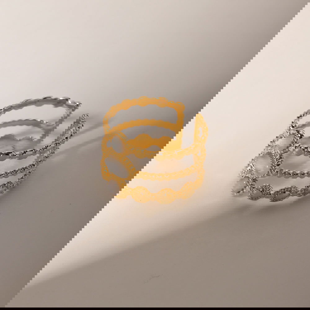 Wholesale Jewelry Simple Style Color Block 304 Stainless Steel Plating Inlay Open Rings - coojewelry