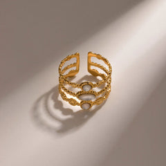 Wholesale Jewelry Simple Style Color Block 304 Stainless Steel Plating Inlay Open Rings - coojewelry