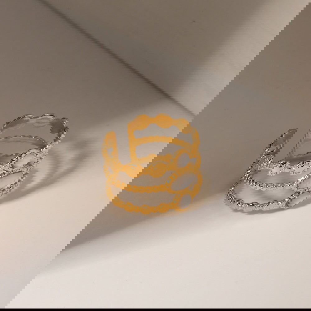 Wholesale Jewelry Simple Style Color Block 304 Stainless Steel Plating Inlay Open Rings - coojewelry