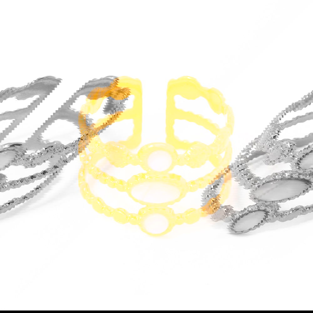 Wholesale Jewelry Simple Style Color Block 304 Stainless Steel Plating Inlay Open Rings - coojewelry