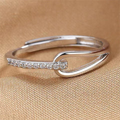 Wholesale Jewelry Simple Style Geometric Titanium Steel Copper Zircon 18K Gold Plated Hollow Out Inlay Open Rings - coojewelry