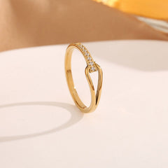 Wholesale Jewelry Simple Style Geometric Titanium Steel Copper Zircon 18K Gold Plated Hollow Out Inlay Open Rings - coojewelry