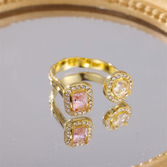 Wholesale Jewelry Simple Style Round 304 Stainless Steel Zircon Inlay Open Rings - coojewelry