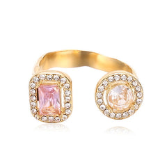 Wholesale Jewelry Simple Style Round 304 Stainless Steel Zircon Inlay Open Rings - coojewelry