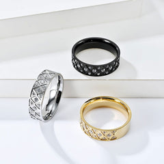Wholesale Jewelry Streetwear Star 304 Stainless Steel Rhinestones 18K Gold Plated Inlay Rings - coojewelry
