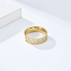 Wholesale Jewelry Streetwear Star 304 Stainless Steel Rhinestones 18K Gold Plated Inlay Rings - coojewelry