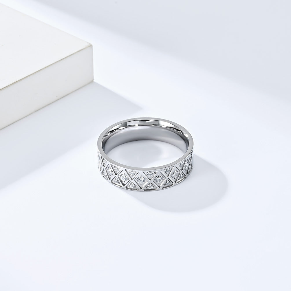 Wholesale Jewelry Streetwear Star 304 Stainless Steel Rhinestones 18K Gold Plated Inlay Rings - coojewelry