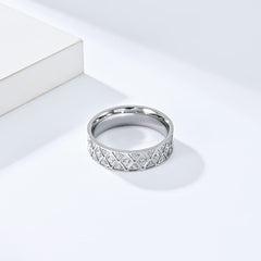 Wholesale Jewelry Streetwear Star 304 Stainless Steel Rhinestones 18K Gold Plated Inlay Rings - coojewelry