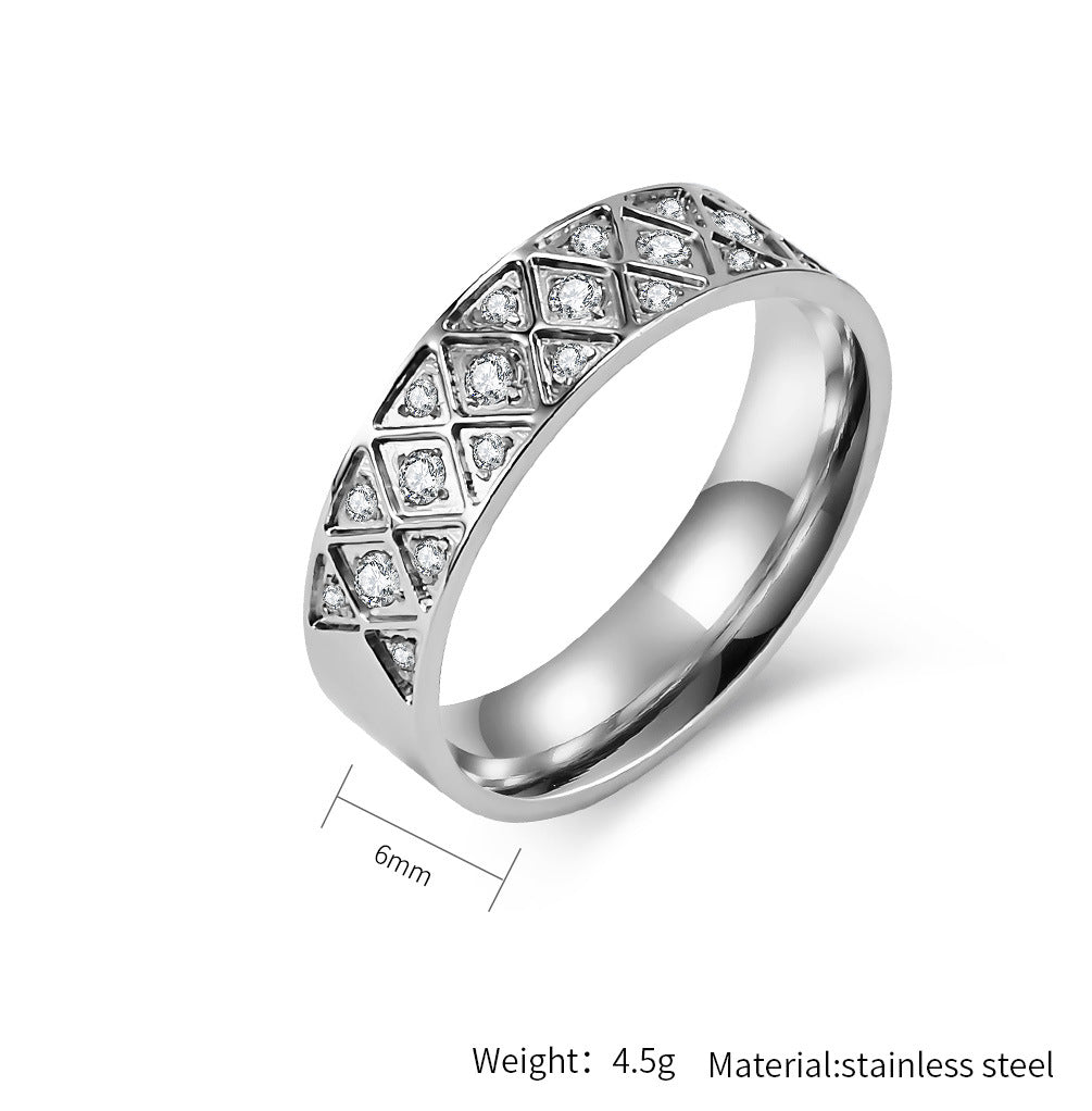 Wholesale Jewelry Streetwear Star 304 Stainless Steel Rhinestones 18K Gold Plated Inlay Rings - coojewelry