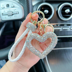 Wholesale Korean Style Heart Shape Crystal Women's Bag Pendant Keychain - coojewelry