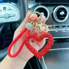 Wholesale Korean Style Heart Shape Crystal Women's Bag Pendant Keychain - coojewelry