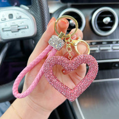 Wholesale Korean Style Heart Shape Crystal Women's Bag Pendant Keychain - coojewelry