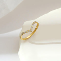 Wholesale Luxurious Simple Style Solid Color Rings Stainless Steel White Gold Plated with Zircon Inlay - coojewelry