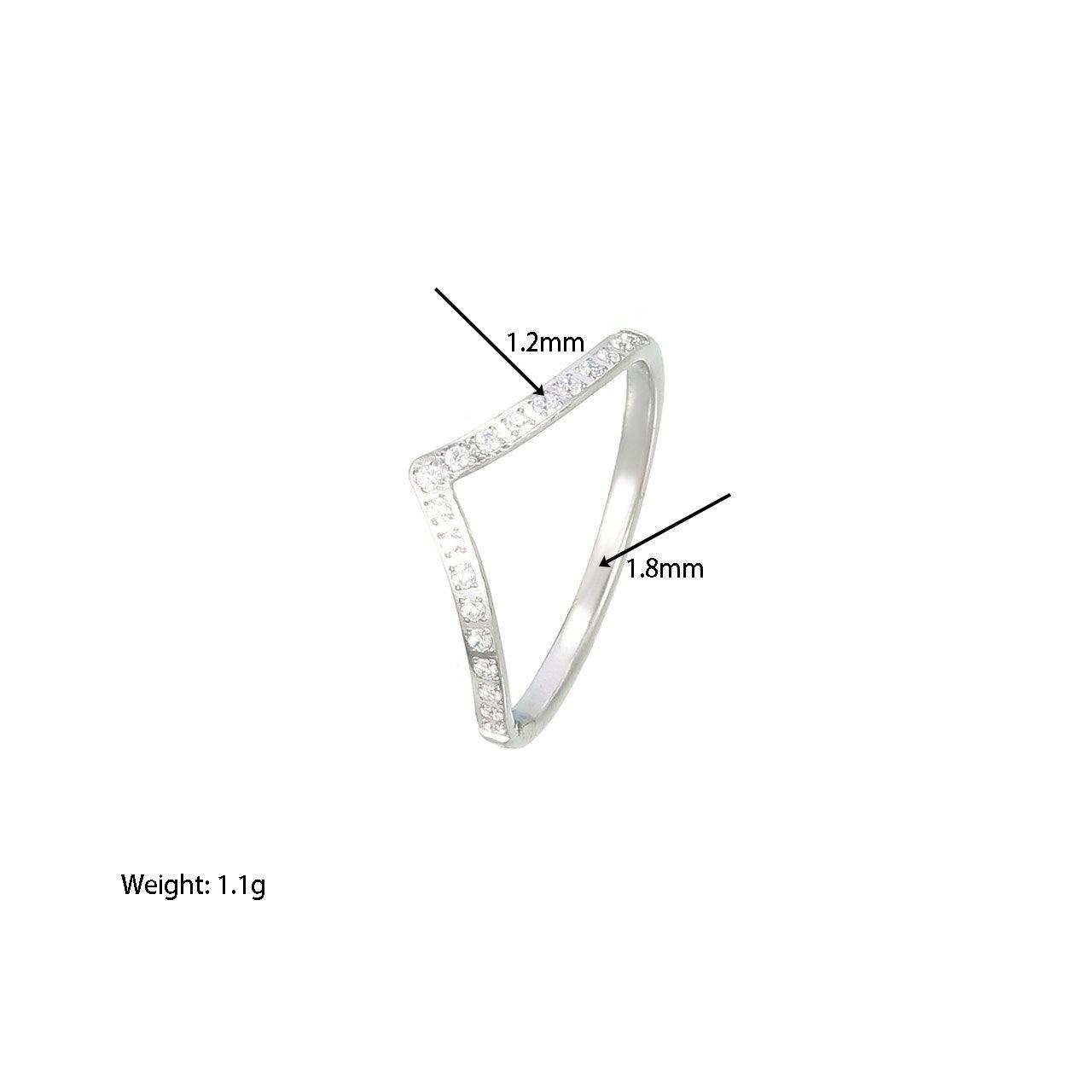 Wholesale Luxurious Simple Style Solid Color Rings Stainless Steel White Gold Plated with Zircon Inlay - coojewelry