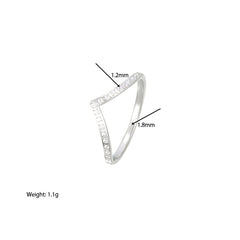 Wholesale Luxurious Simple Style Solid Color Rings Stainless Steel White Gold Plated with Zircon Inlay - coojewelry
