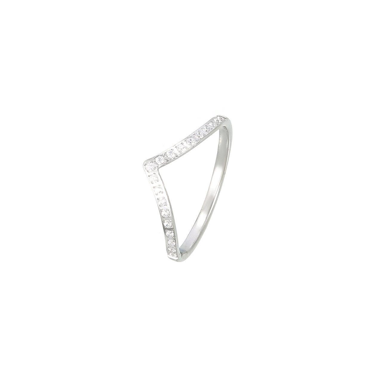 Wholesale Luxurious Simple Style Solid Color Rings Stainless Steel White Gold Plated with Zircon Inlay - coojewelry