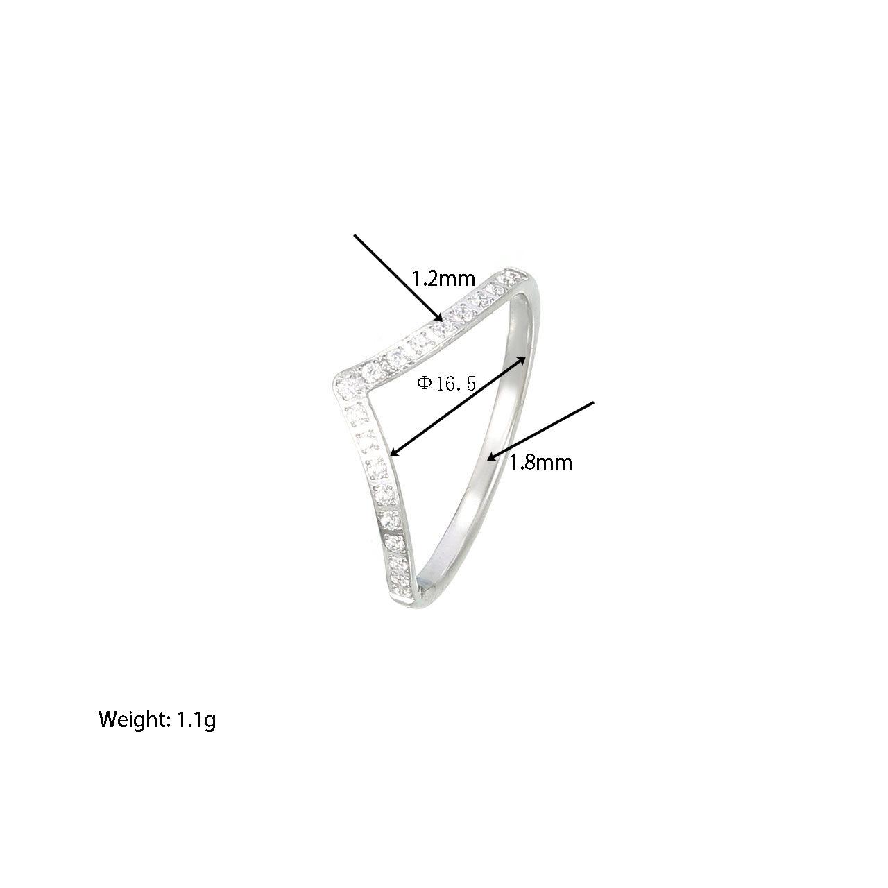 Wholesale Luxurious Simple Style Solid Color Rings Stainless Steel White Gold Plated with Zircon Inlay - coojewelry