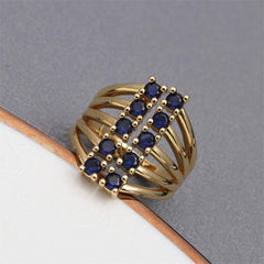 Wholesale Luxurious Square Copper Plating Inlay Zircon Gold Plated Open Rings - coojewelry