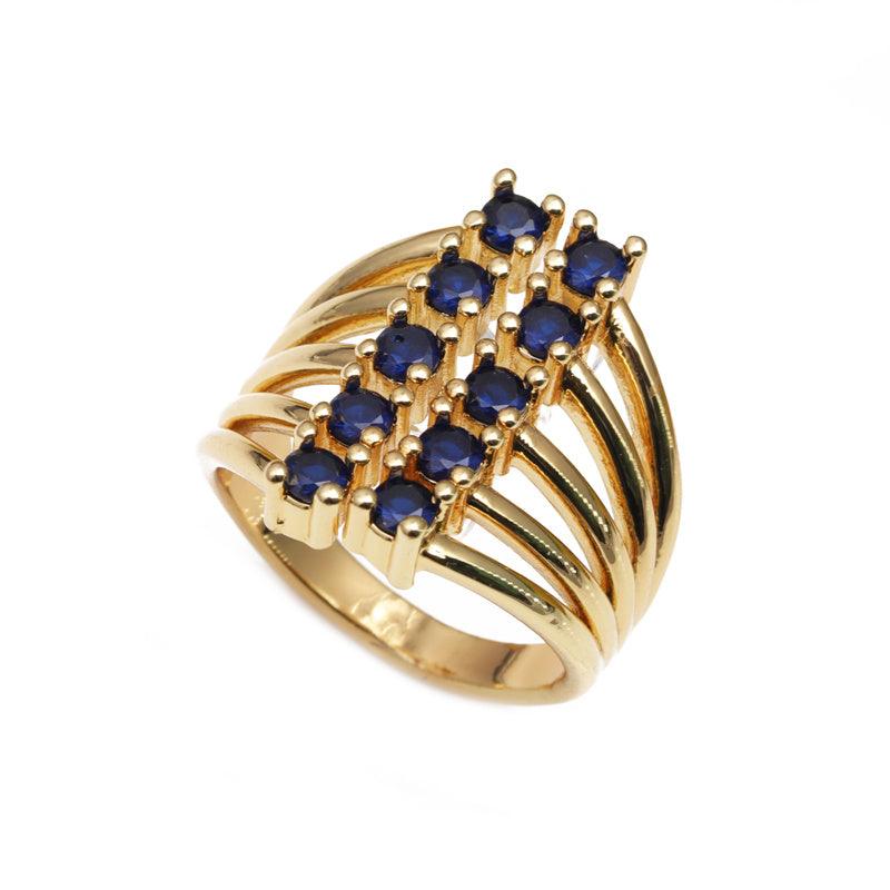 Wholesale Luxurious Square Copper Plating Inlay Zircon Gold Plated Open Rings - coojewelry