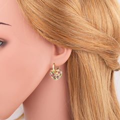 Wholesale Modern Simple Style Heart Shape Hollow Out Inlay Copper Zircon 18K Gold Plated Drop Earrings Pair - coojewelry