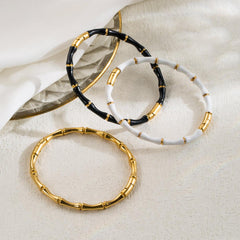 Wholesale Modern Style Color Block Enamel Bangle Stainless Steel - coojewelry