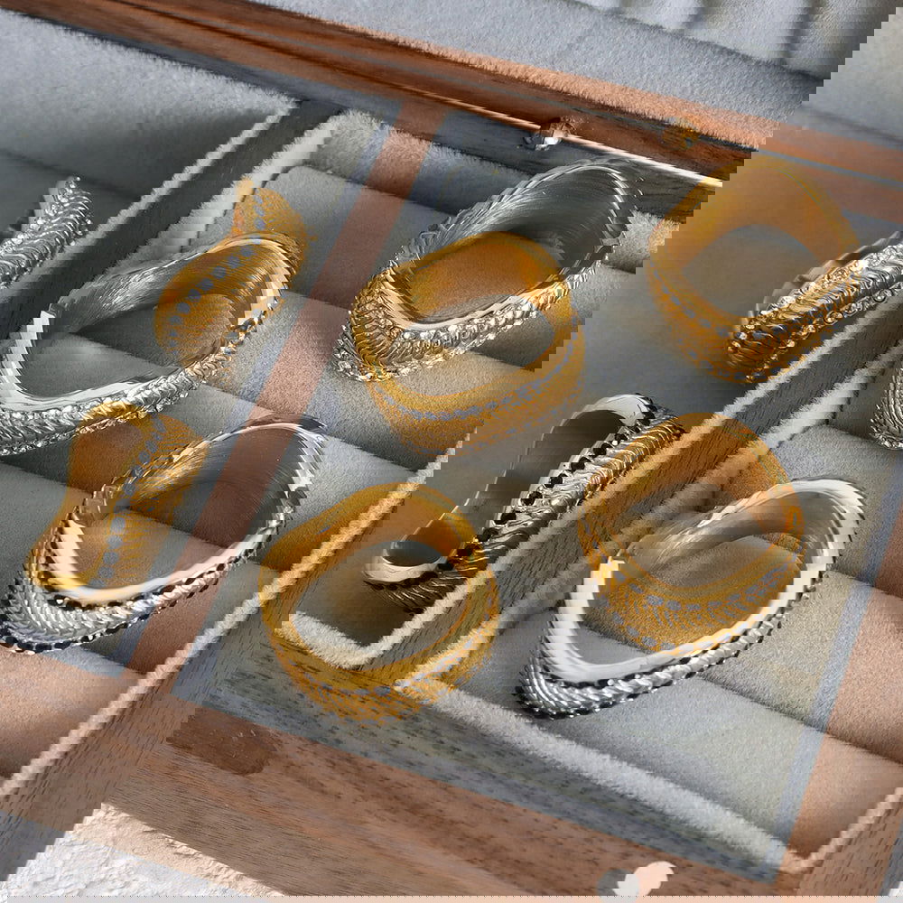 Wholesale Modern Style Geometric Titanium Steel Plating Inlay 18k Gold Plated Rhinestones Rings - coojewelry