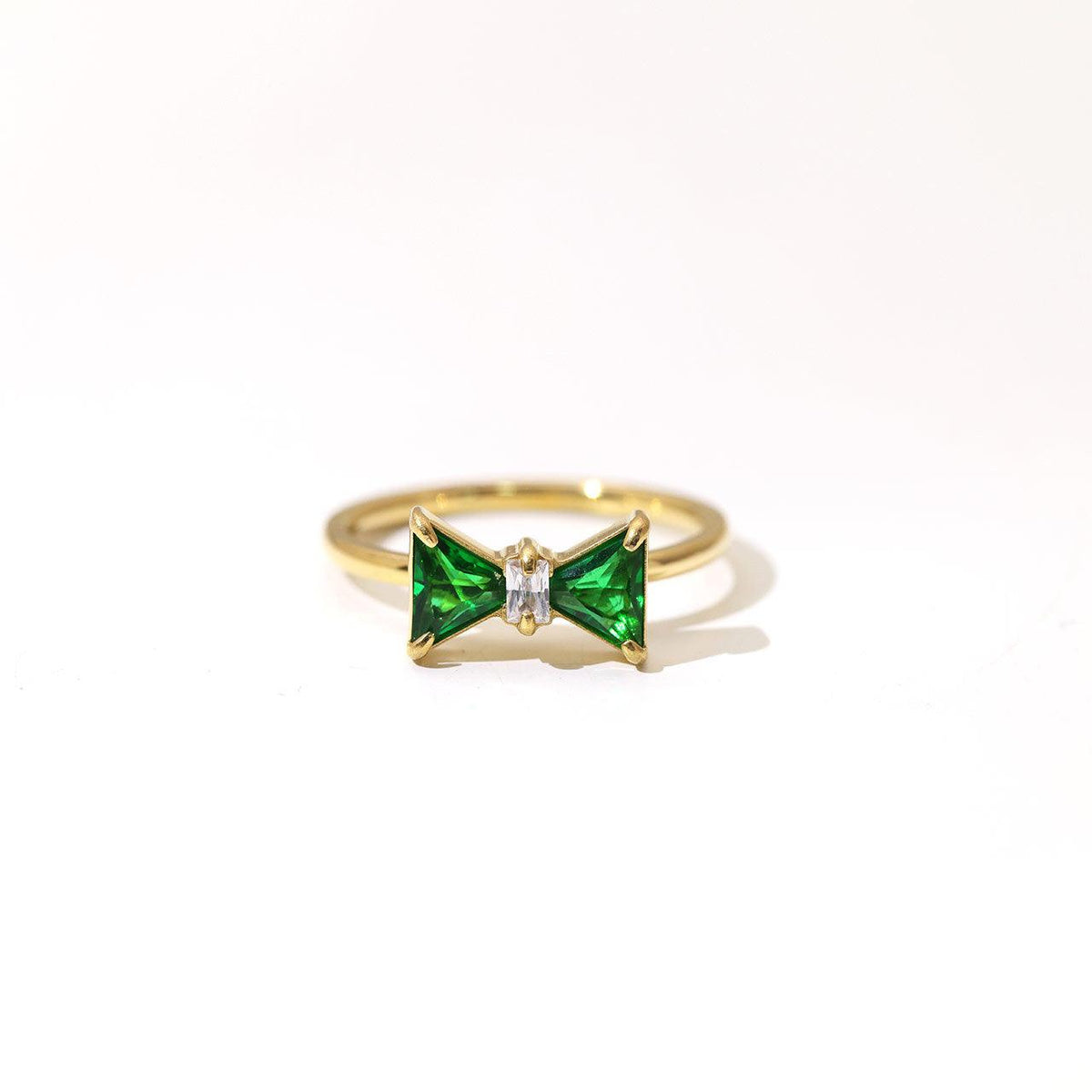 Wholesale Princess Lady Sweet Bow Knot Rings Stainless Steel with Zircon Inlay - coojewelry