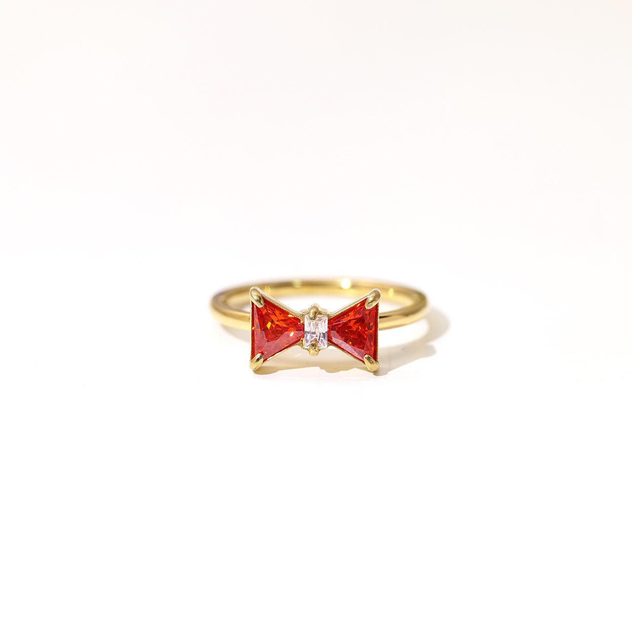 Wholesale Princess Lady Sweet Bow Knot Rings Stainless Steel with Zircon Inlay - coojewelry