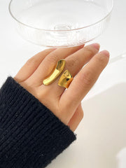Wholesale Retro Classic Style Irregular Stainless Steel Plating 18K Gold Plated Rings - coojewelry